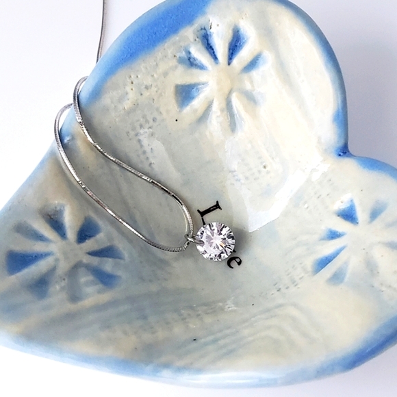 NEW Dainty 925 Sterling Silver Loose Solitare Diamond Necklace - Picture 2 of 9